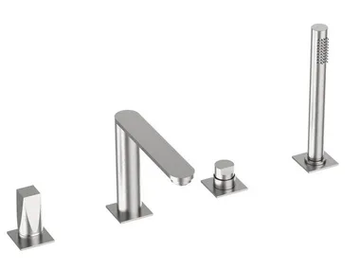 ALINE 49029 - Deck mounted stainless steel bathtub tap with swivel spout by Rubinetterie Frattini - view 2